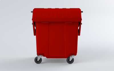 Plastový kontejner 1100 L červený (KULATÉ)